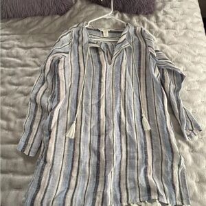 C&C California Blue and Pink Linen Top